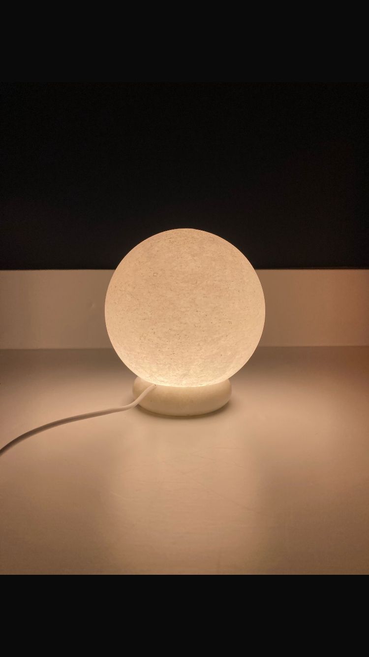 White Himalayan salt sphere lamp
