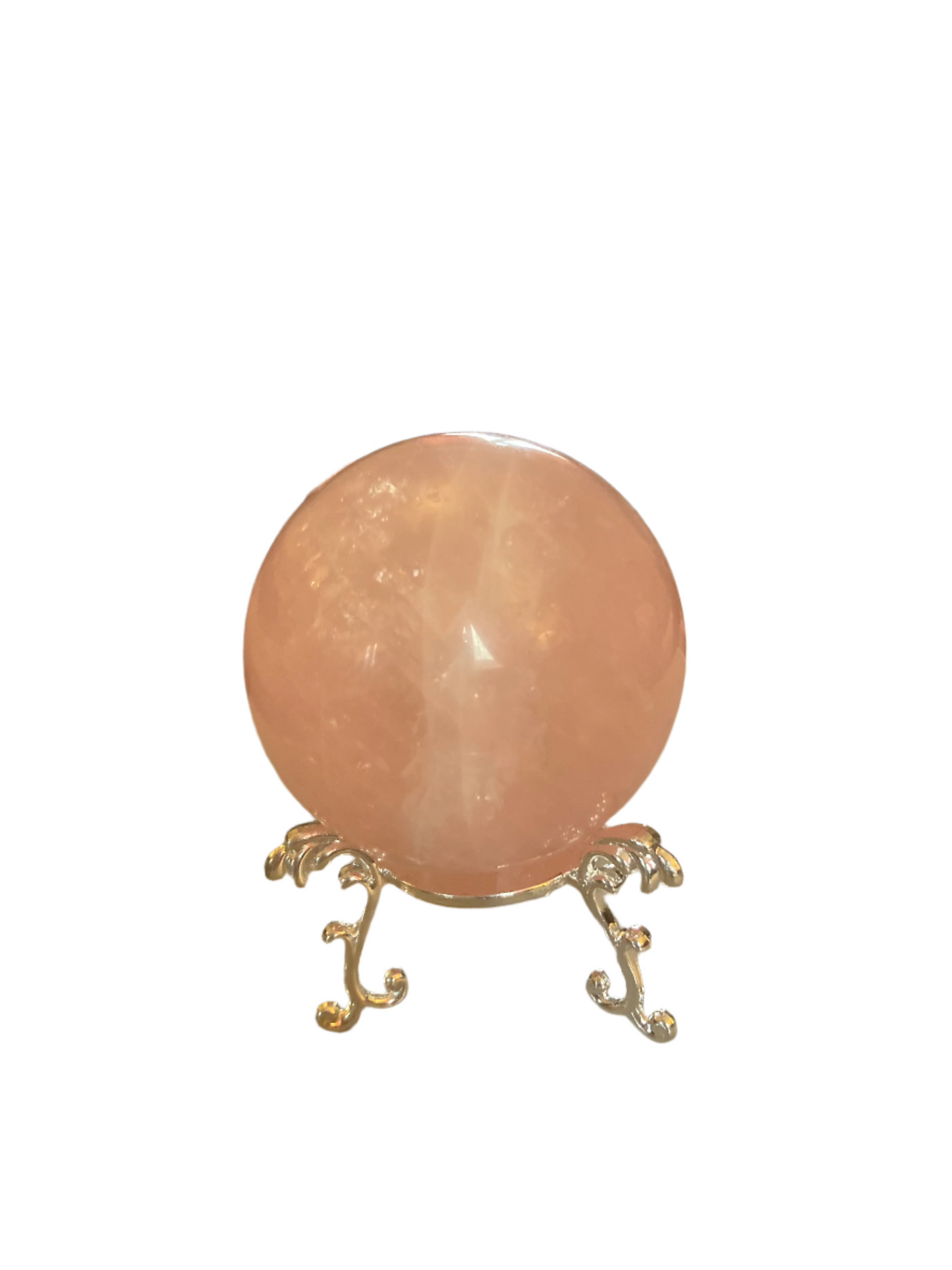 Rose quartz sphere and stand