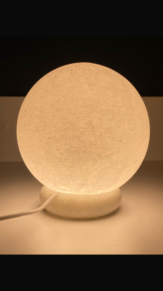 White Himalayan salt sphere lamp